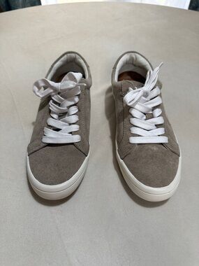EUC Frye Women's Suede Sneakers in Taupe with White Laces